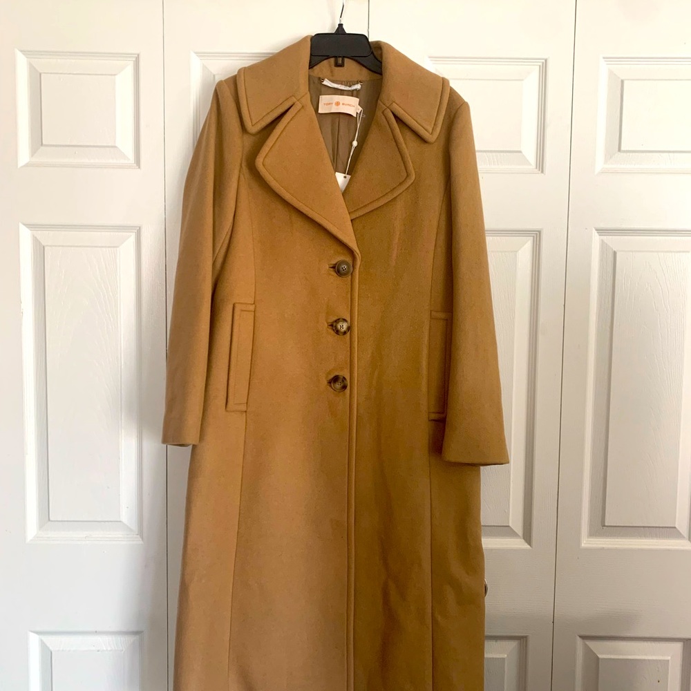 Tory Burch Long Wool/Cashmere Camel Coat